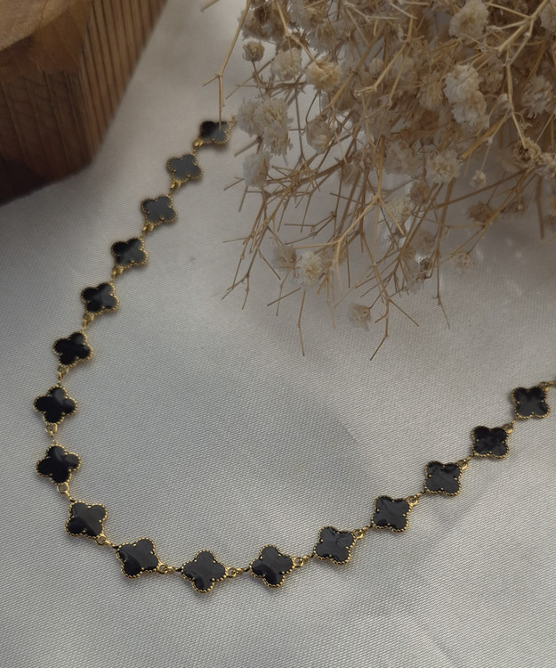 دستبند زنانه ونکلیف استیل با مینا کاری مشکی