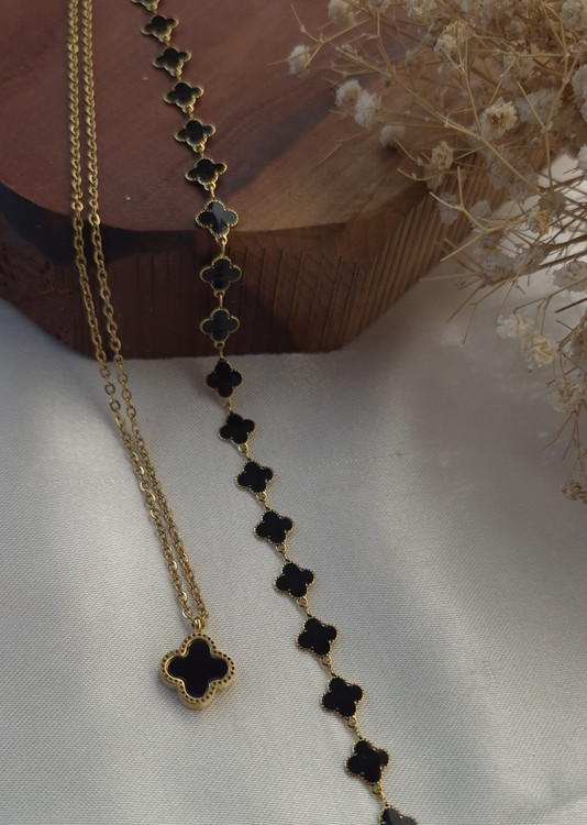 گردنبند ونکلیف استیل سفید مشکی