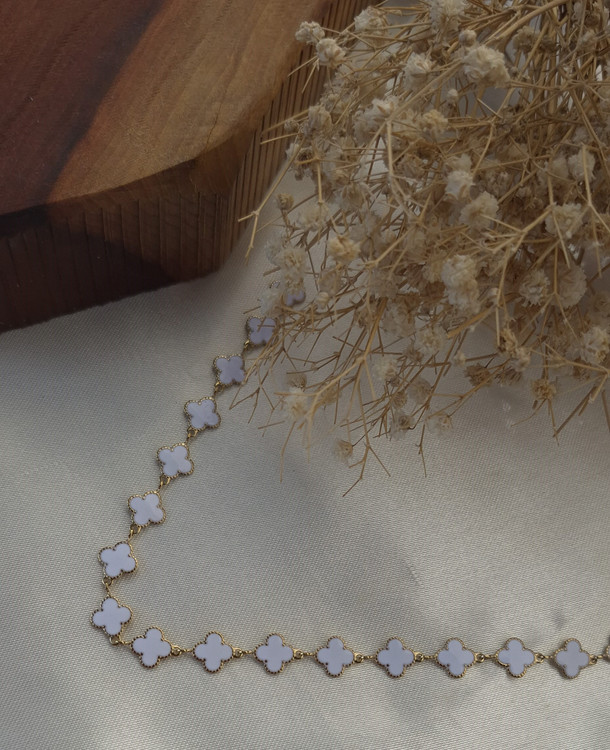 دستبند زنانه ونکلیف استیل با مینا کاری سفید