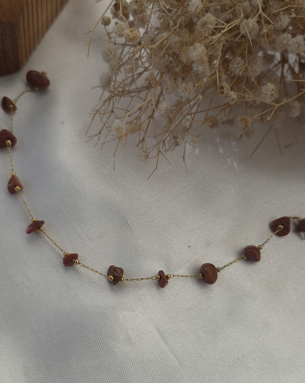 دستبند زنانه استیل با سنگ طبیعی دلربا قهوه ای