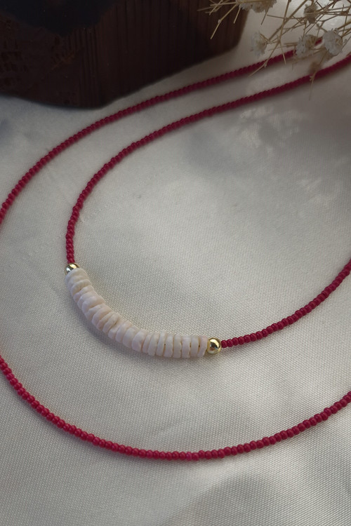 گردنبند صدفی صورتی