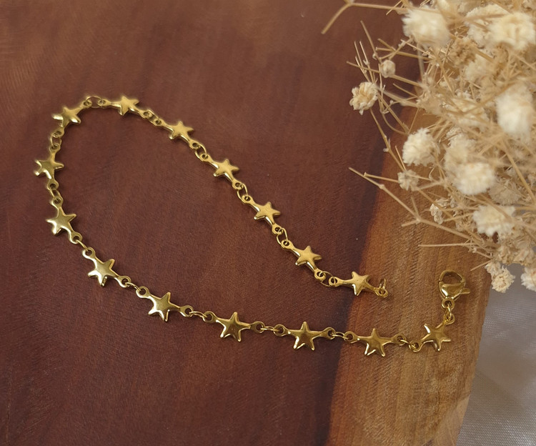 دستبند ستاره ای استیل طلایی