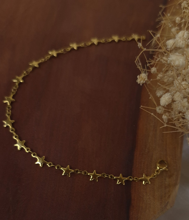 دستبند زنانه استیل طلایی ستاره مشابه طلا