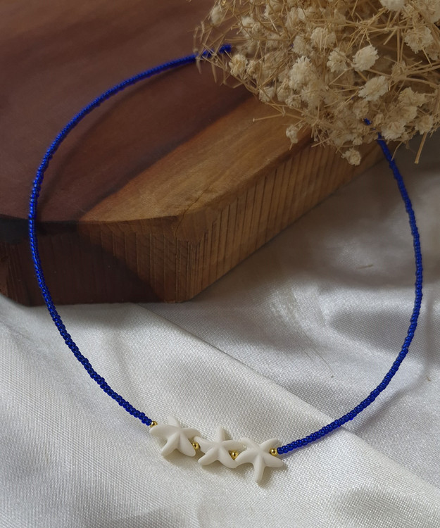 گردنبند زنانه منجوقی آبی با ستاره دریایی