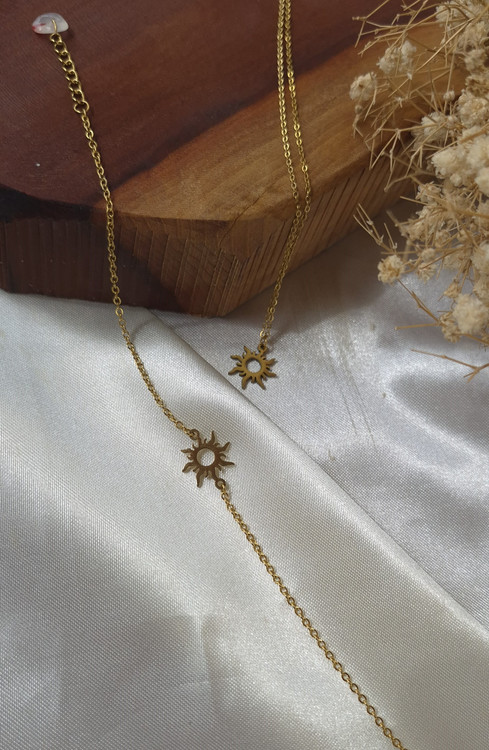 ست دستبند و گردنبند زنانه خورشید استیل