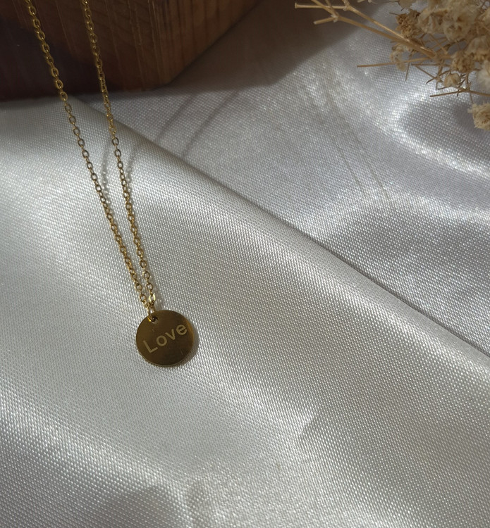 گردنبند سکه با حک لاو استیل